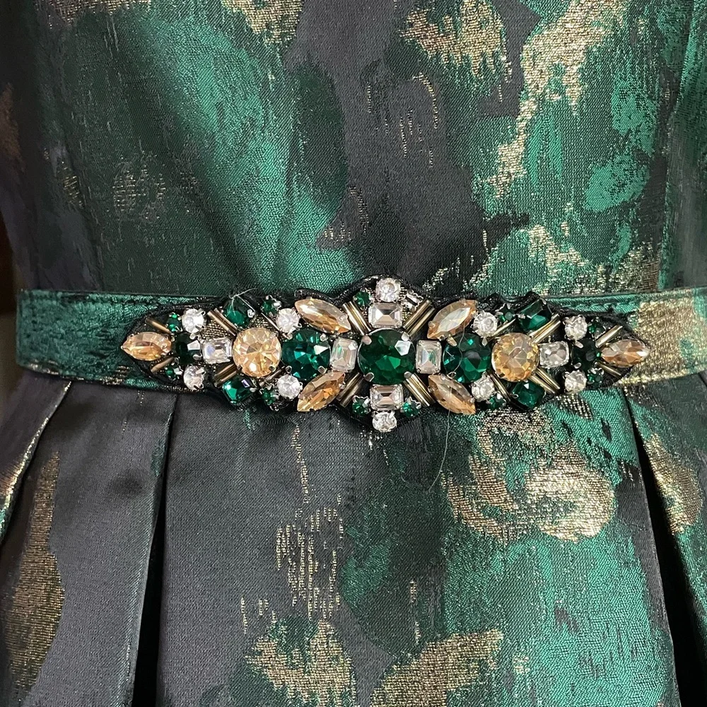 Eliza J Green and Gold Floral Midi Dress - Picture 6 of 10